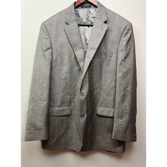 CHAPS Mens Blazer Sport Coat Two Button Jacket 44L Gray Wool Business Dinner - Picture 1 of 8
